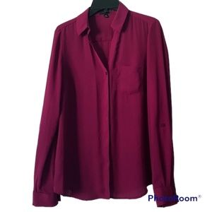 The Limited Ashton Magenta Button Down Blouse Size XS
